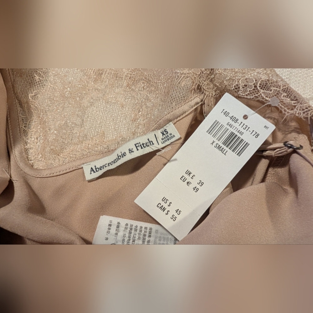 Abercrombie & Fitch NWT $45 Women's Tan Satin Bodysuit Size XS NEW - Picture 11 of 13